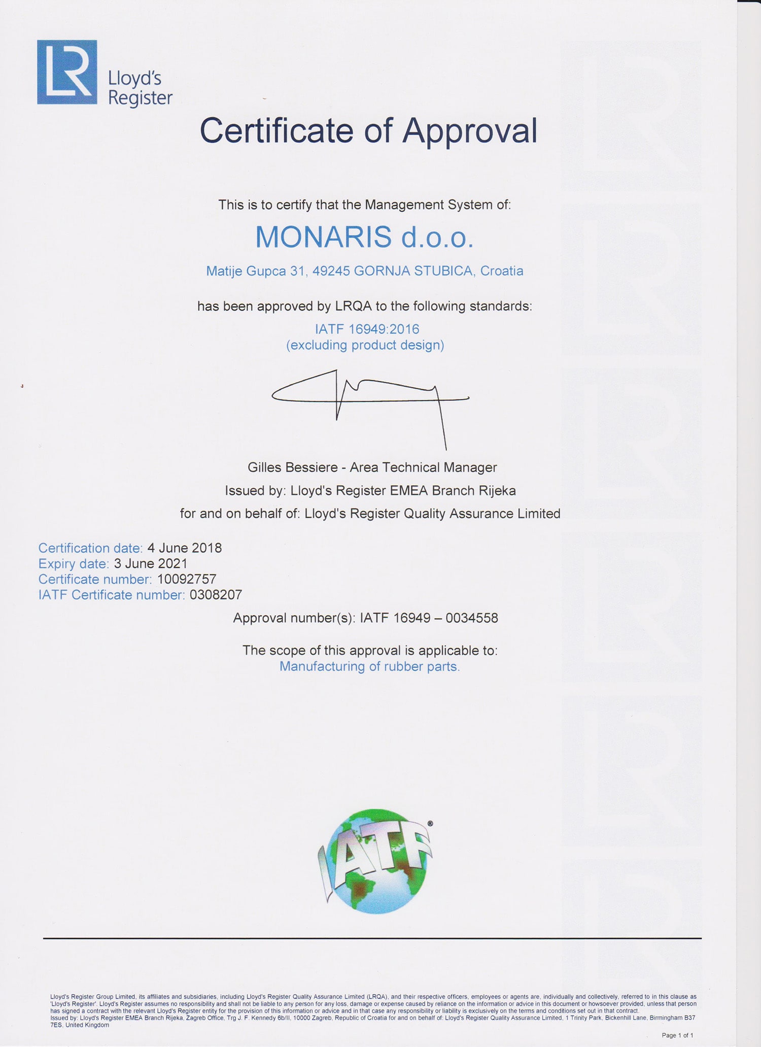 Certifikat IATF 16949 (ENG)